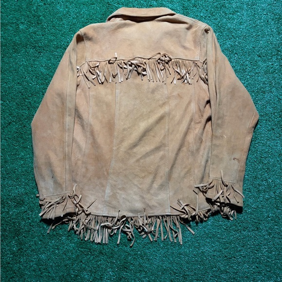 Vintage 70s Berman Buckskin Deer Hide Suede Leather Fringe Jacket Pullover Small - Picture 3 of 8
